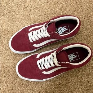 Vans Unisex Burgundy and White Sneakers